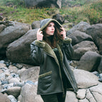 New Women Green Shearling Flight Aviator Oversized Sheepskin Leather Jacket