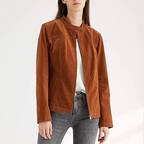 New Suede Lambskin Leather Biker Jacket For Women