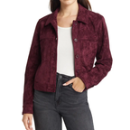 New Suede Button Lambskin Western Leather Trucker Jacket For Women
