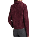 New Suede Button Lambskin Western Leather Trucker Jacket For Women