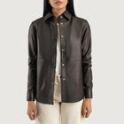 Brown Leather Shirt Jacket by Avanzar Leather