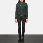 Zenna Green Suede Bomber Jacket