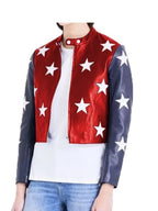 4th July Flag & Stars Cropped Jacket For Womens