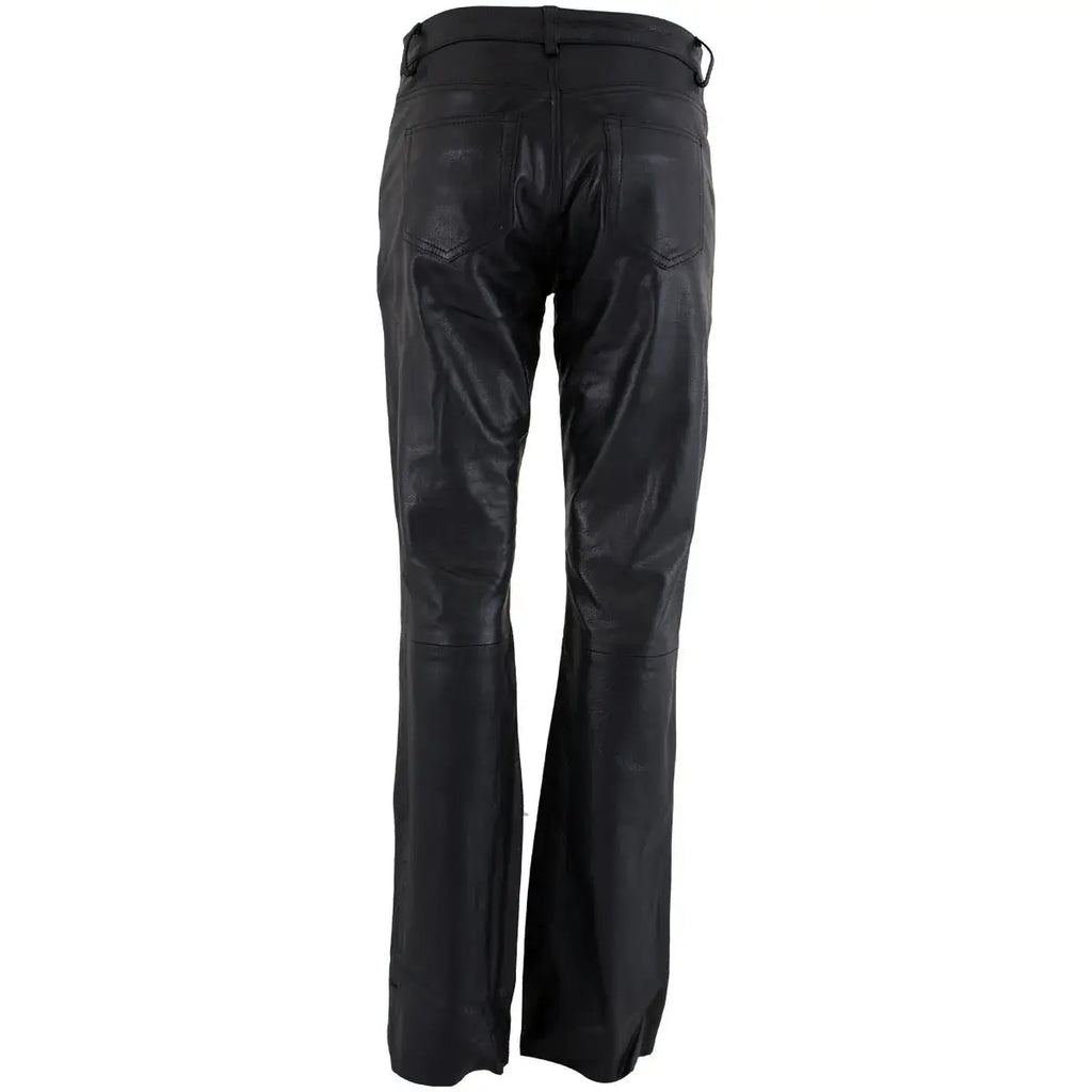 Women's Biker Leather Pants Back Side View