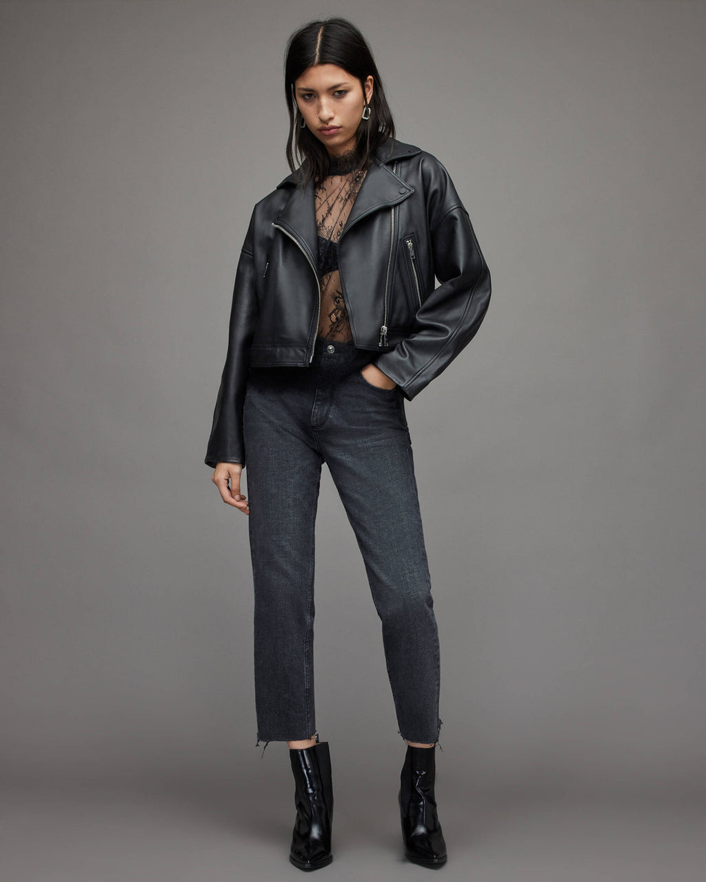 Women’s Black Biker Leather Jacket