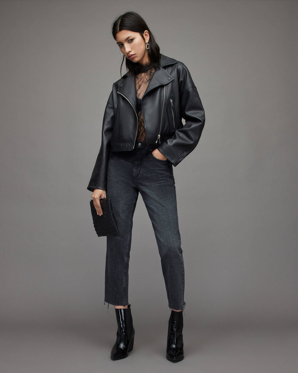 Women’s Black Biker Leather Jacket