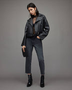 Women’s Black Biker Leather Jacket