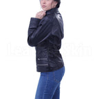 Stephanie Black Brando Leather Jacket