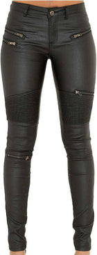 Women's Black Leather Motorcycle Pants