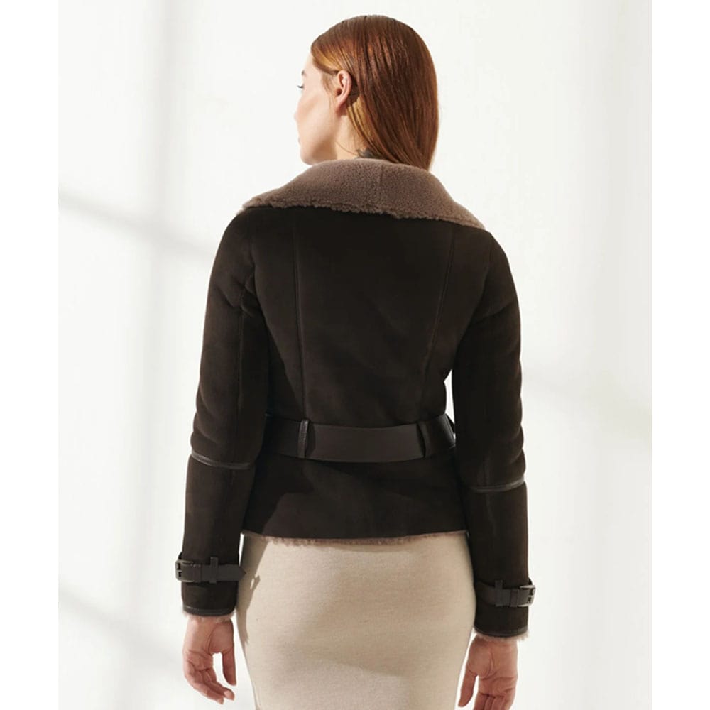 Women’s Choco Brown Shearling Leather Jacket