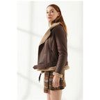Women’s Chocolate Brown Shearling Leather Jacket