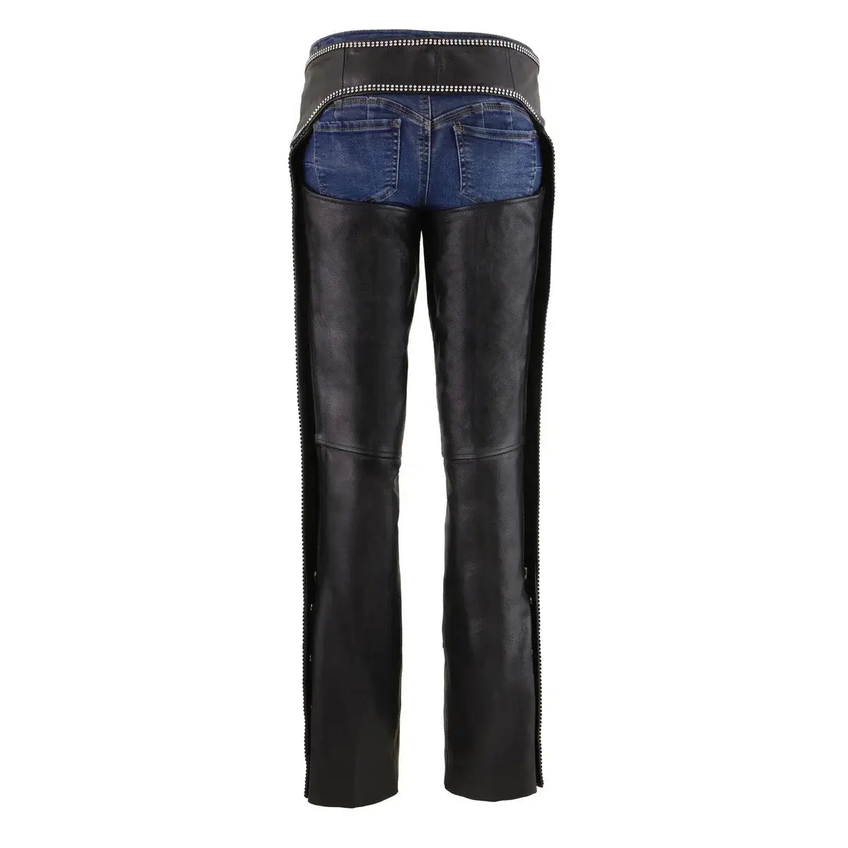 Women's Genuine Leather Motorcycle Chaps Back Side View
