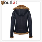 Womens Hooded Sheepskin Jacket B3 Flying Leather Jacket