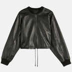 Women’s Black Genuine Leather Bomber Jacket