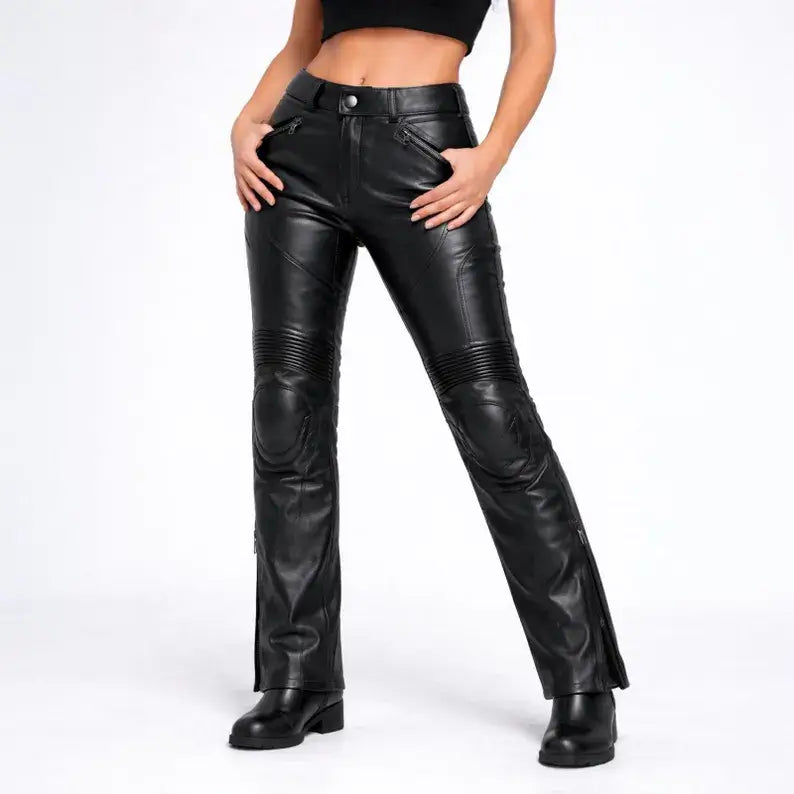 Women's Leather Motorcycle Armored Pants