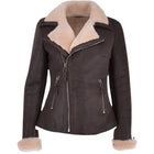 Womens Luxury Aviator Shearling Bomber Jacket