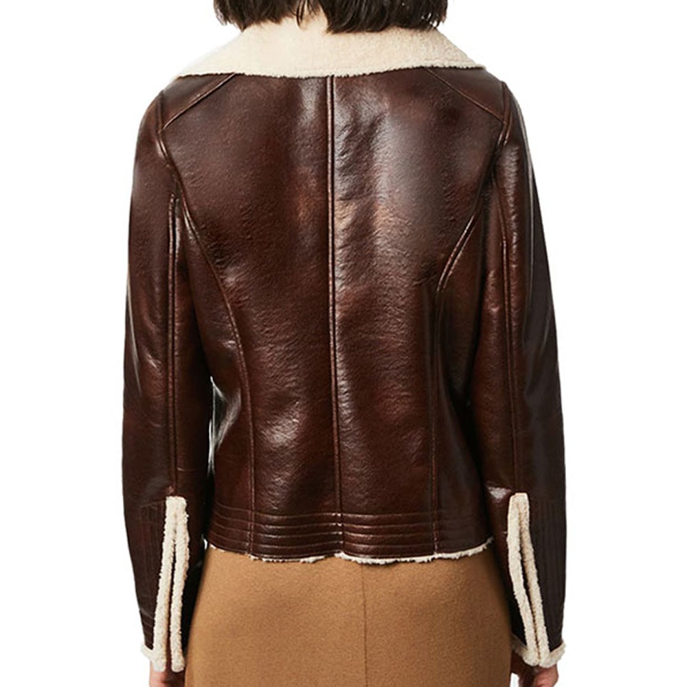 Women’s Moto Faux Shearling Leather Jacket