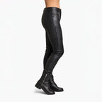 Women's Protective Leather Pants Side View