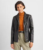 Women's Black Scuba Leather Jacket