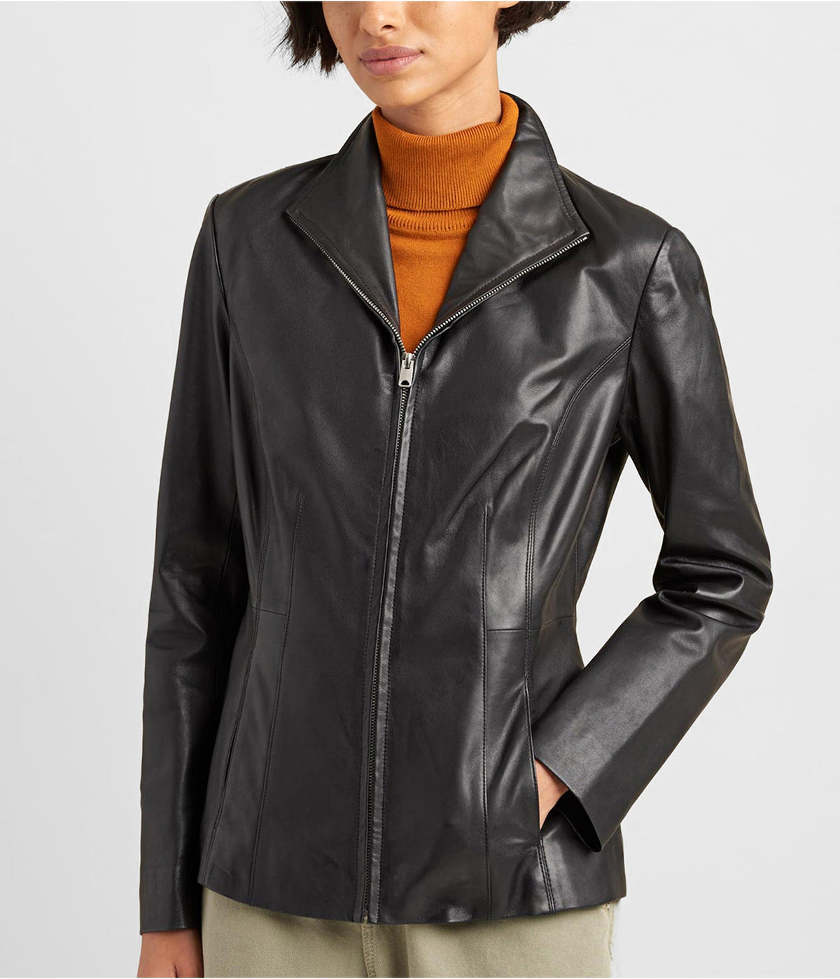 Women's Black Scuba Leather Jacket