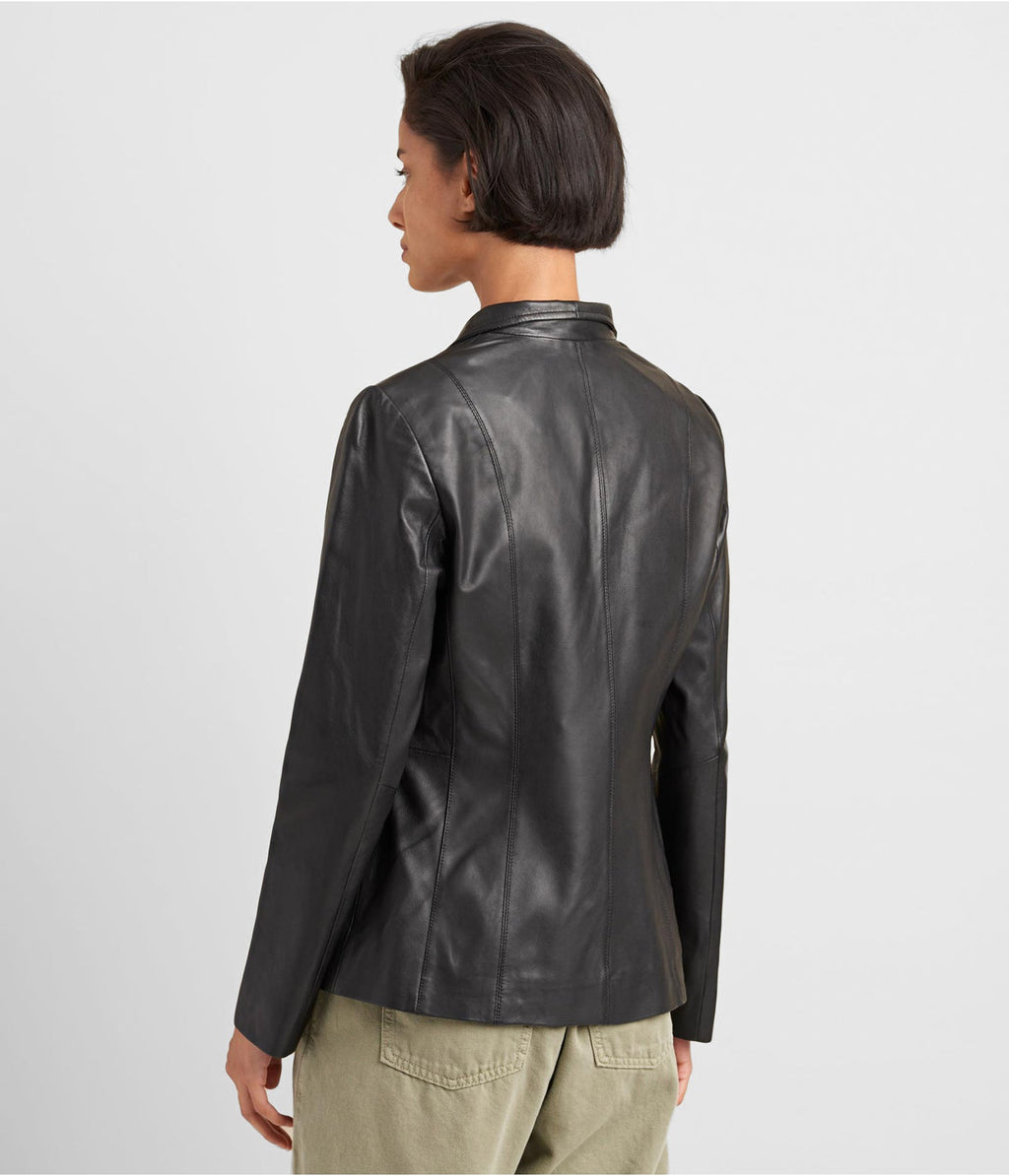 Women's Black Scuba Leather Jacket