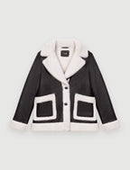 Women's Black Shearling Leather Jacket - Sleek and Warm
