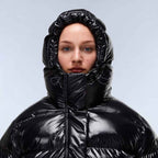 Womens Shiny Puffer Jacket in Black