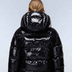 Womens Shiny Puffer Jacket in Black