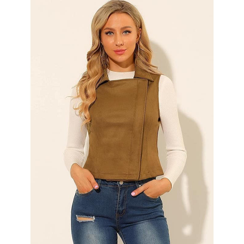 Women Casual Suede Leather Vest
