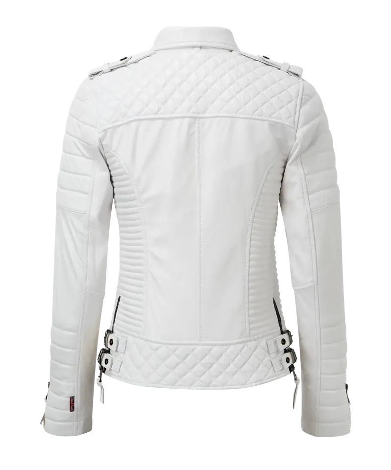 Women’s White Biker Jacket