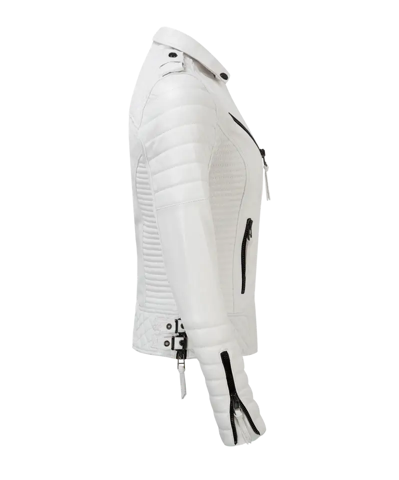 Women’s White Biker Jacket