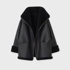 Women B3 RAF Aviator Black Styled Sheepskin Shearling Leather Jacket