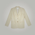 Women's Cream Goatskin Leather Blazer Coat