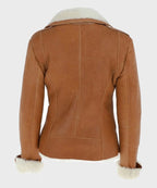 Women's Tan Brown Shearling Leather Jacket