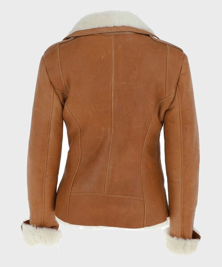 Women's Tan Brown Shearling Leather Jacket