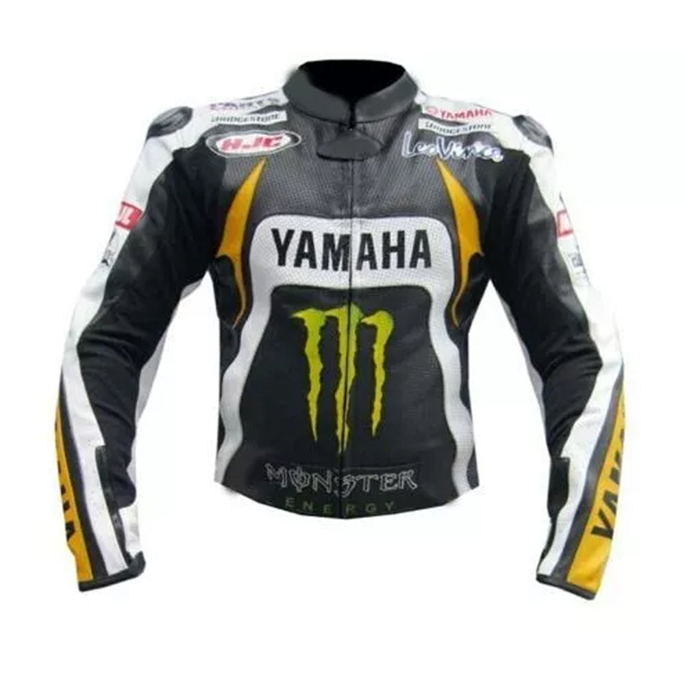 Men’s Yamaha Racing Cowhide Leather Motorcycle Jacket – Premium Biker Gear