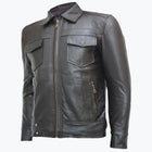 Zipper Men's Brown Leather Jacket - Top Notch