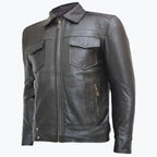 Zipper Men's Brown Leather Jacket - Top Notch