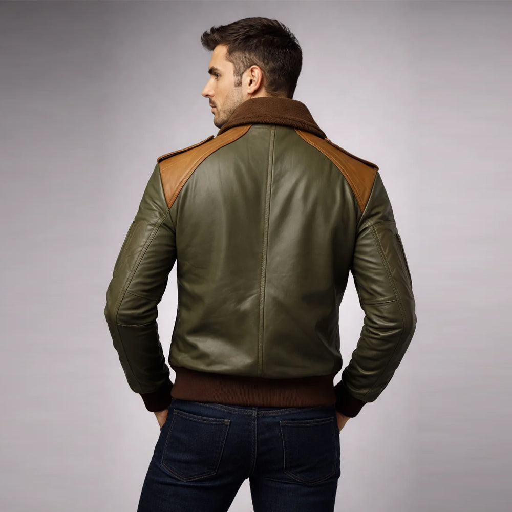 A-2 Sheepskin Leather Bomber Jacket – Men's Wool-Lined Aviator
