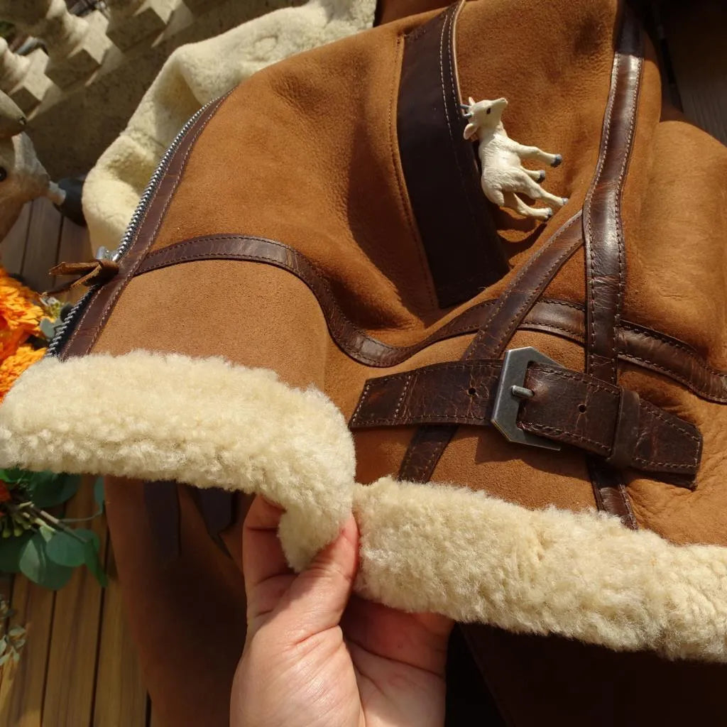 Sheepskin Pilot B3 Fur Whiskey Art Jacket