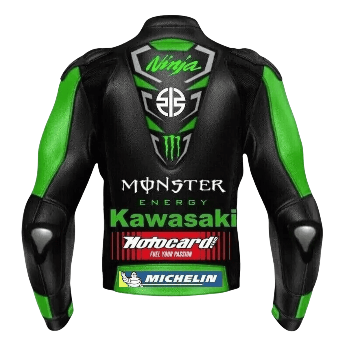 Kawasaki Ninja Monster Green Leather Motorcycle Jacket – CE Armor
