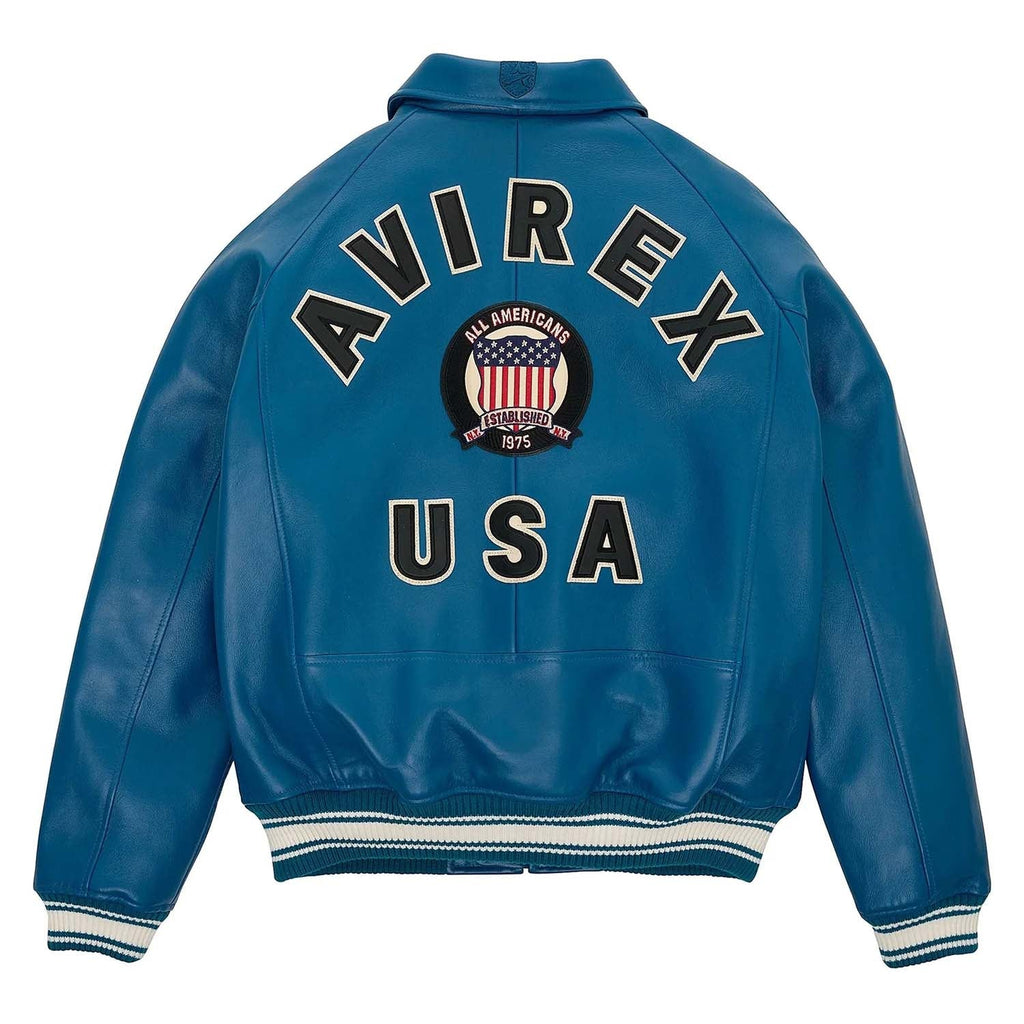 Avirex Dark Blue Leather Bomber Pilot Jacket