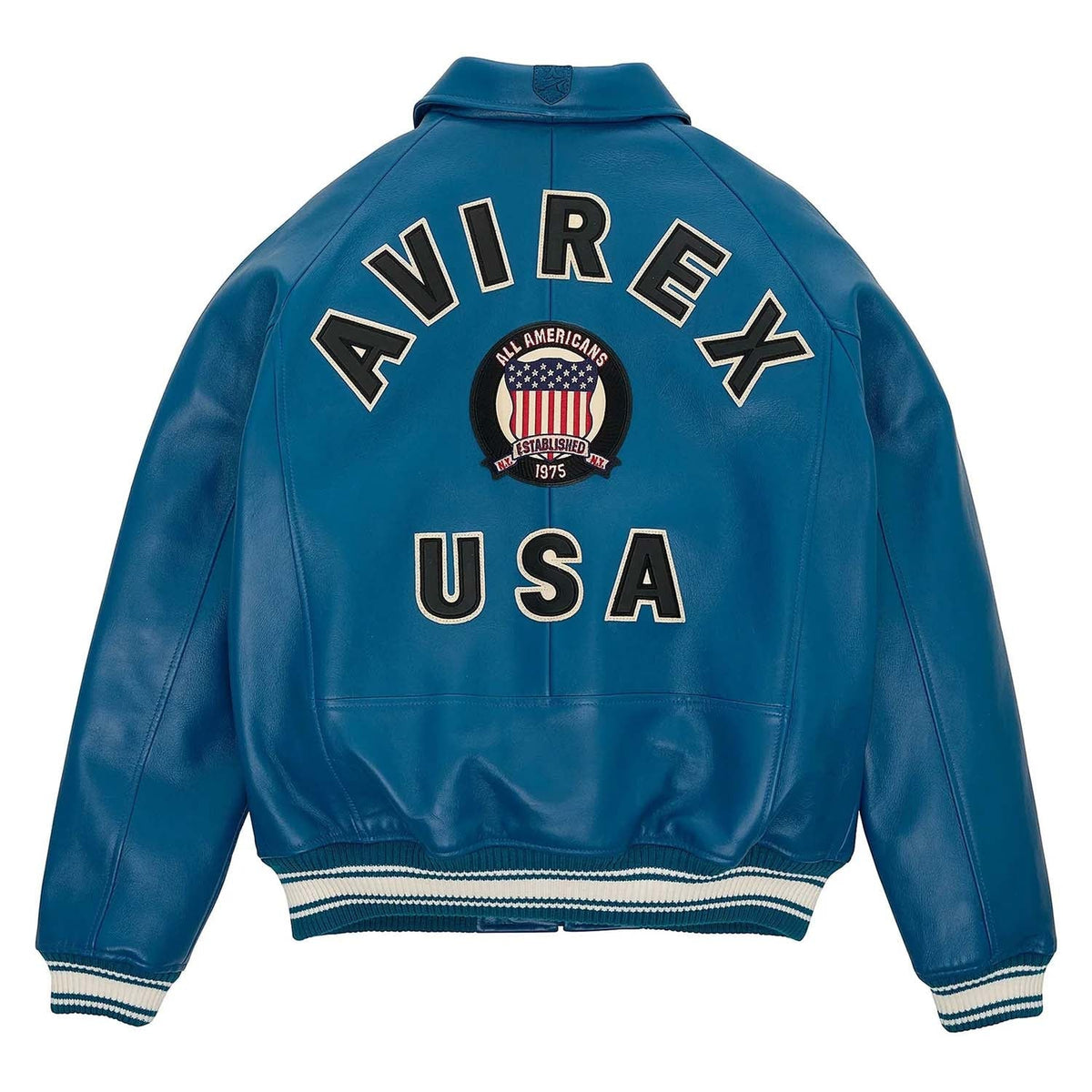 Avirex Dark Blue Leather Bomber Pilot Jacket