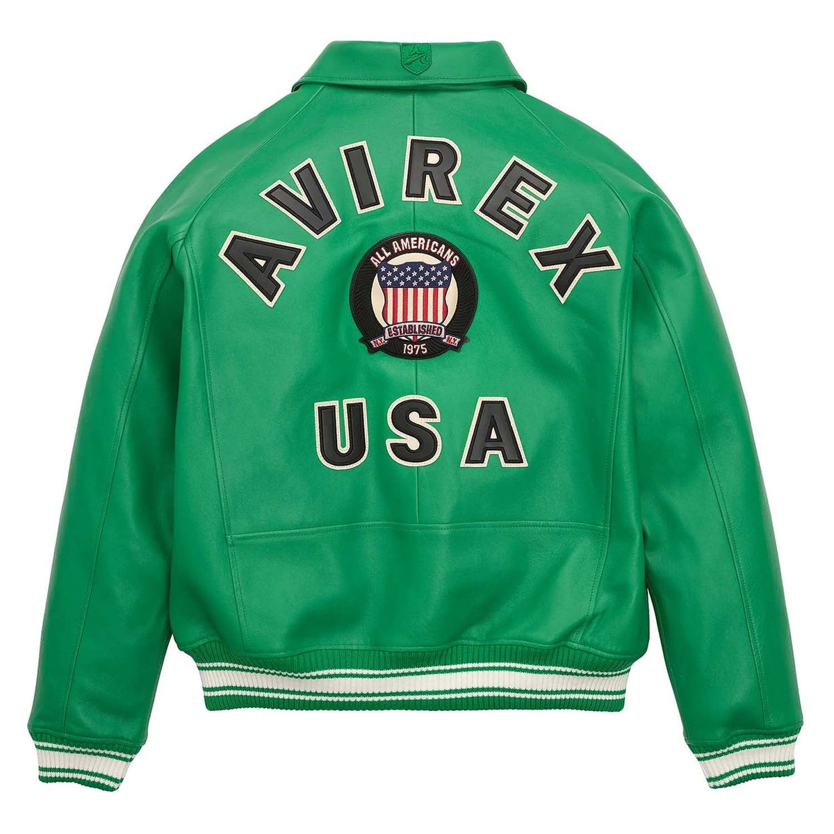 Avirex Classic Green Leather Bomber Jacket