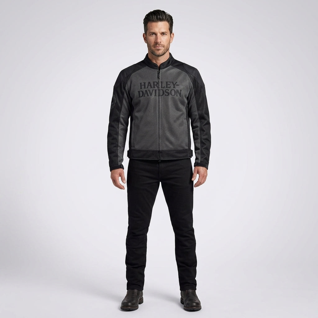 Men’s Willie G Skull Mesh Riding Jacket – Harley Style Breathable Motorcycle Jacket