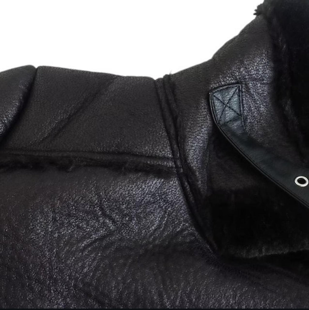 Women's Black Shearling Bomber Leather jacket