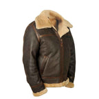 Aged Sheepskin Flying Jacket For Men In Brown