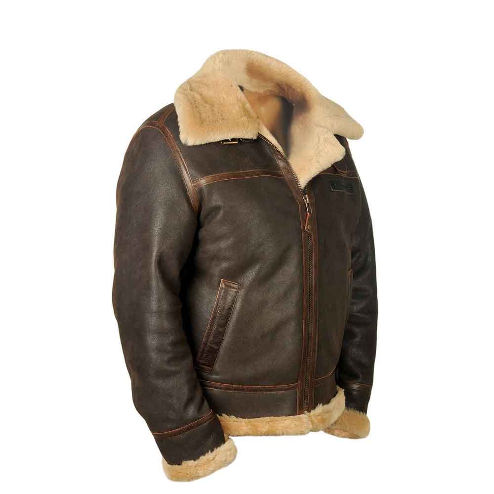 Aged Sheepskin Flying Jacket For Men In Brown