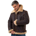 Aged Sheepskin Flying Jacket For Men In Brown