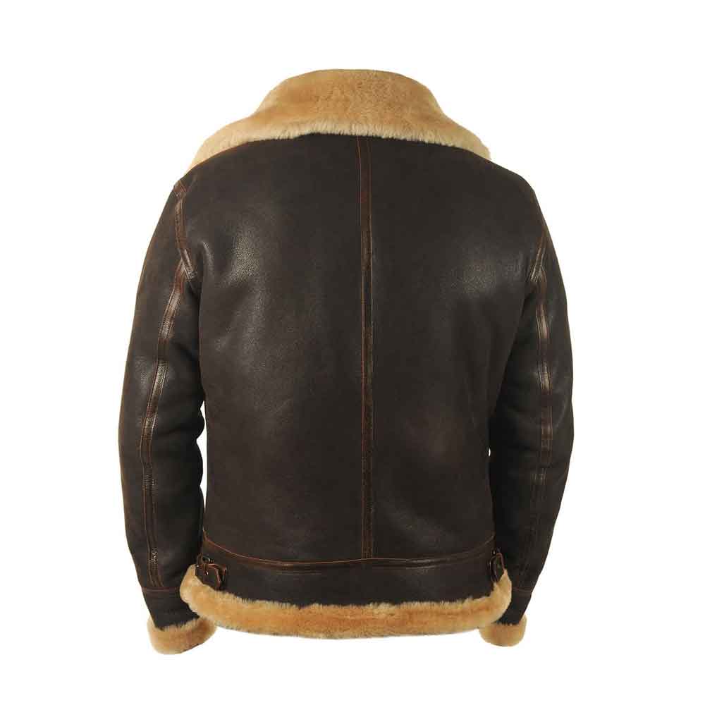 Aged Sheepskin Flying Jacket For Men In Brown